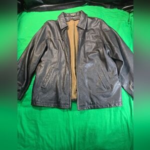 Vintage Men Brown Leather Jacket Size XL